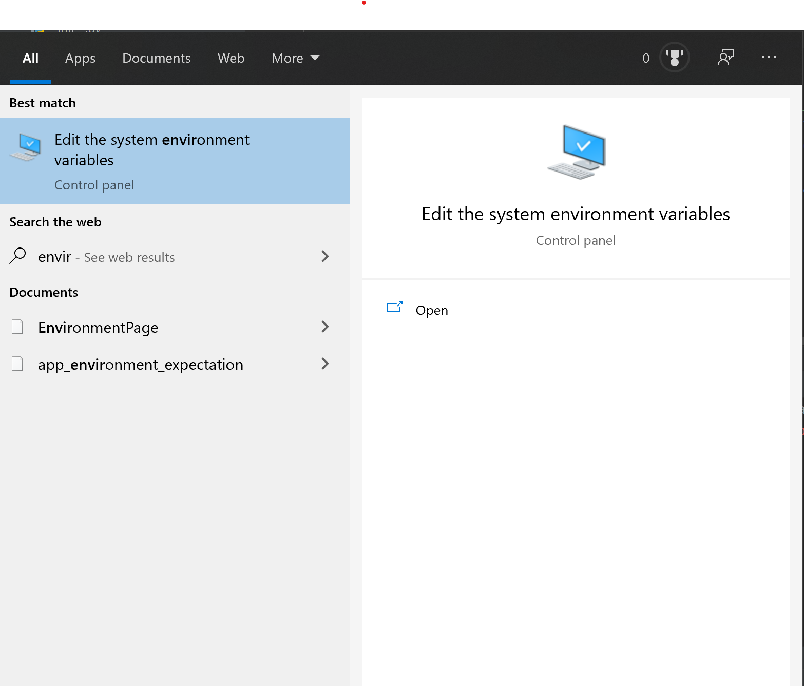 Environment Variable Menu