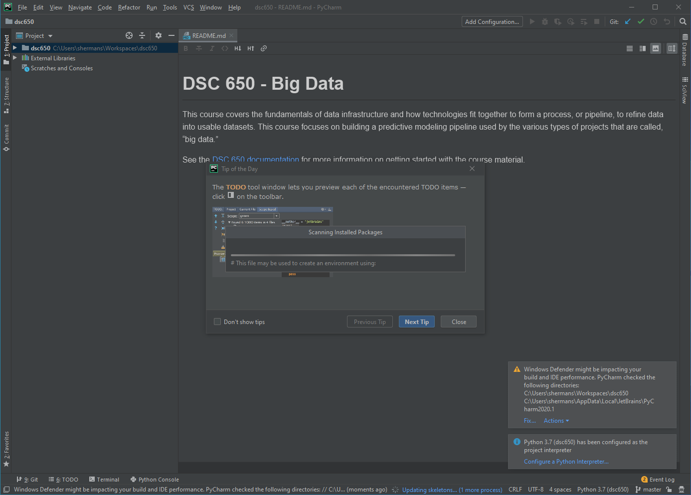 Initial PyCharm